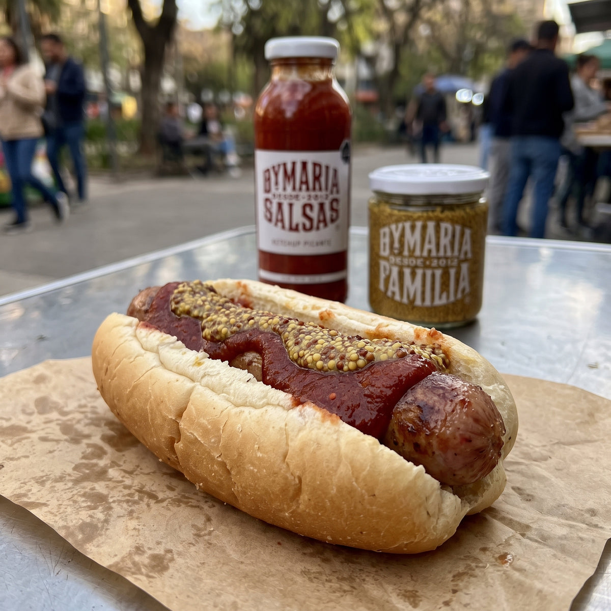 ketchup picante y mostaza completo by maria hot dog